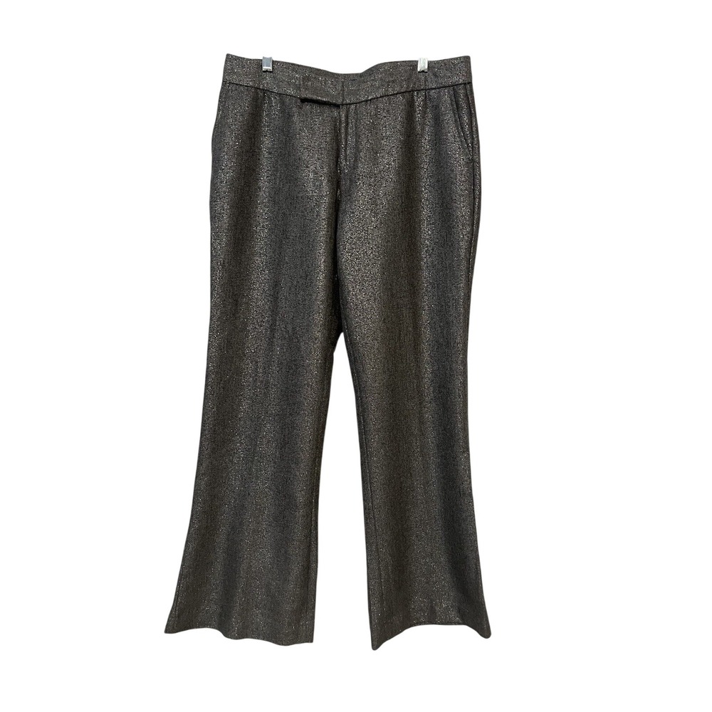 Bitten by SJP Sz 12 Silver Metallic Wool Blend Wide Leg Flare Pants Trousers Y2K